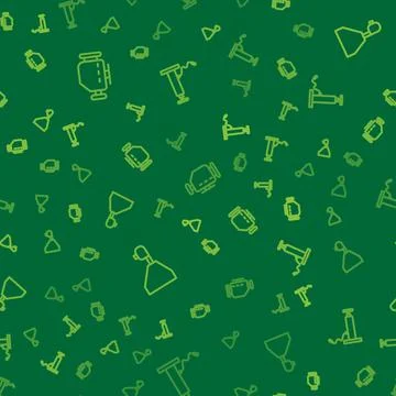 Set line Check engine, Gear shifter and Car air pump on seamless pattern. Vector Stock Illustration