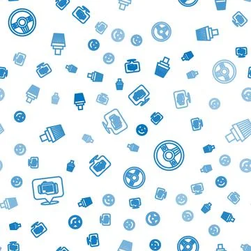 Set line Check engine, Steering wheel and Car air filter on seamless pattern 스톡 일러스트