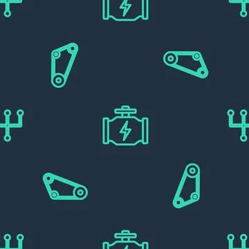 Set line Check engine, Timing belt kit and Gear shifter on seamless pattern 스톡 일러스트
