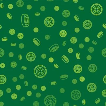 Set line Checker game chips, and Casino with dollar on seamless pattern. Vector Stock Illustration