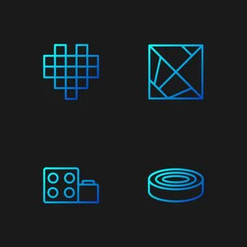 Set line Checker game chips, Toy building block bricks, Pixel hearts for and Ilustración de archivo