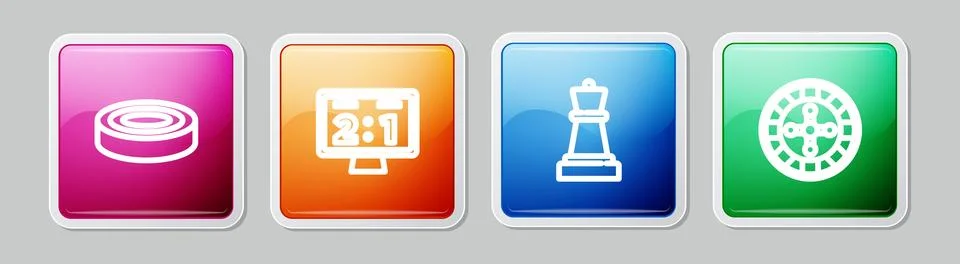 Set line Checker game chips, Sport mechanical scoreboard, Chess and Casino .. Stock Illustration