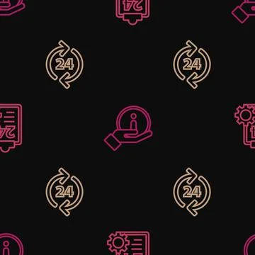 Set line Checklist with 24 hours service, Telephone support and Information on Stock Illustration