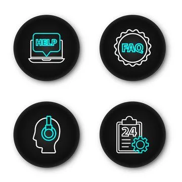 Set line Checklist with 24 hours service, Support operator in touch, Label .. Stock Illustration