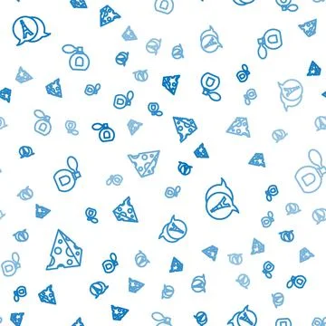 Set line Cheese, Eiffel tower and Perfume on seamless pattern. Vector Illustrazione stock