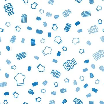 Set line Chef hat, Brick stove and Salt on seamless pattern. Vector イラスト素材