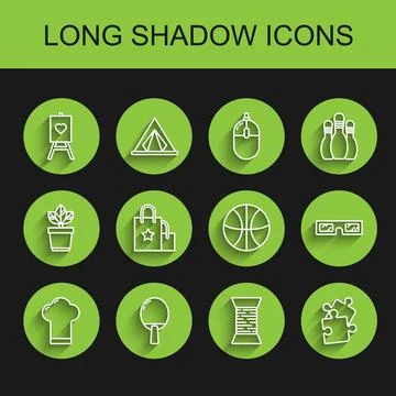 Set line Chef hat, Racket for playing table tennis, Wood easel painting art.. Illustrazione stock