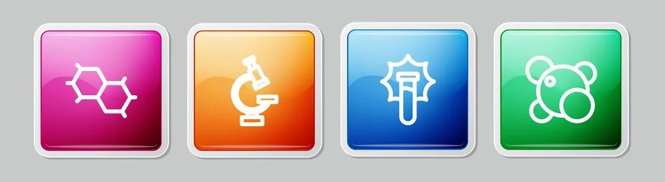 Set line Chemical formula, Microscope, Explosion in the flask and Molecule... イラスト素材
