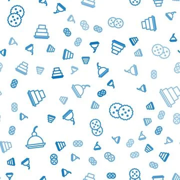 Set line Cherry cheesecake, Cookie or biscuit and Cake on seamless pattern Stock Illustration