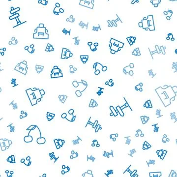 Set line Cherry, Road traffic sign and Kitchen apron on seamless pattern. Vector Stock Illustration