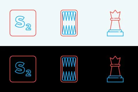 Set line Chess, Bingo and Backgammon board icon. Vector Stockillustratie