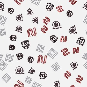 Set line Chess, Game dice, Board game and on seamless pattern. Vector Stockillustratie