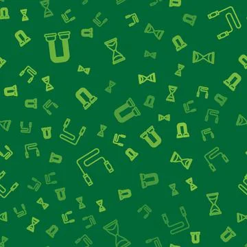 Set line Chest expander, Jump rope and Old hourglass on seamless pattern. Vector Stock Illustration