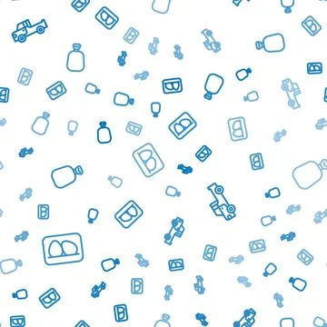 Set line Chicken egg, Pickup truck and Full sack on seamless pattern. Vector Stock Illustration
