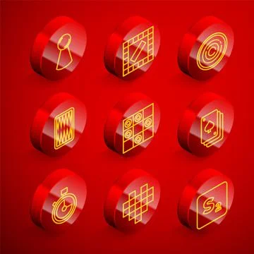 Set line Chip for board game, Board, Checker chips, Backgammon, of checkers Stock Illustration