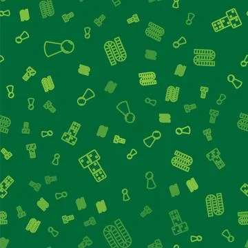Set line Chip for board game, Domino and Board on seamless pattern. Vector 스톡 일러스트