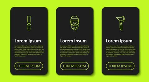 Set line Chisel tool, Lumberjack and Wooden axe. Business infographic template Stock Illustration