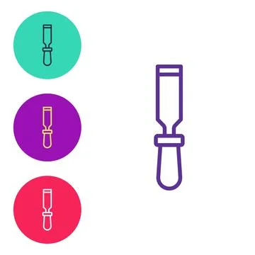 Set line Chisel tool for wood icon isolated on white background. Set icons Stock Illustration