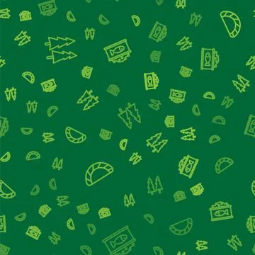 Set line Christmas tree, Dumpling and Tin can with caviar on seamless pattern イラスト素材