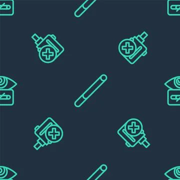 Set line Cigarette, No electronic cigarette and Hypnosis on seamless pattern Stock Illustration