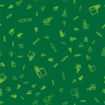 Set line Cigarette, Vape mod device and on seamless pattern. Vector Stock Illustration