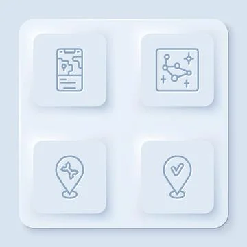 Set line City map navigation, Great Bear constellation, Car service and Location Stock Illustration