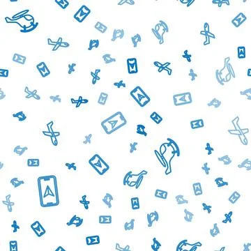Set line City map navigation, Helicopter and Plane on seamless pattern. Vector Stock Illustration