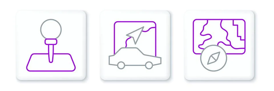 Set line City map navigation, Push pin and  icon. Vector Stock Illustration