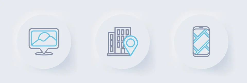 Set line City map navigation, Location with house and  icon. Vector Stockillustratie
