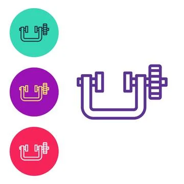 Set line Clamp and screw tool icon isolated on white background. Locksmith tool Stock Illustration