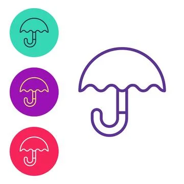 Set line Classic elegant opened umbrella icon isolated on white background. Rain 库存插图