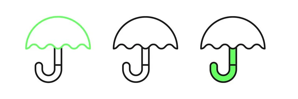 Set line Classic elegant opened umbrella icon isolated on white background... Stock Illustration