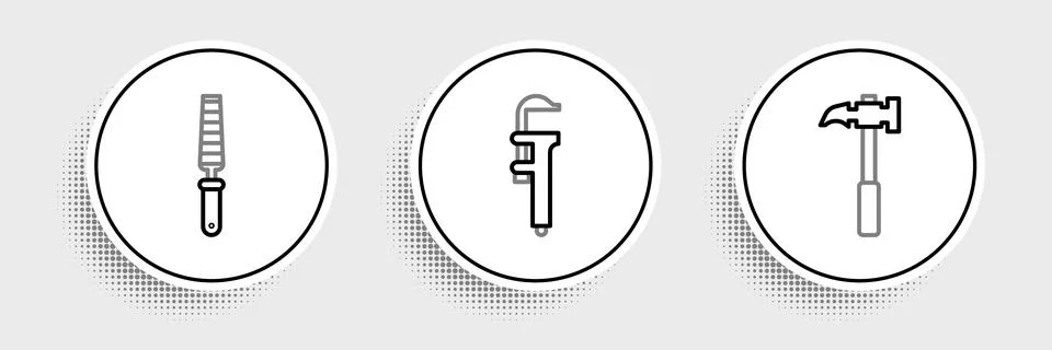 Set line Claw hammer, Chisel tool for wood and Calliper caliper and scale i.. Stock Illustration