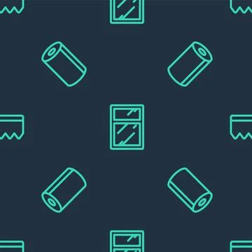 Set line Cleaning service for windows, Paper towel roll and Sponge with bubbles Stock Illustration
