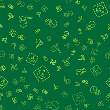 Set line Cleaning time, Moon and stars and Time management on seamless pattern Stock Illustration