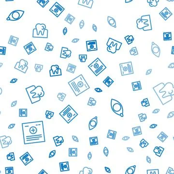 Set line Clinical record, Blindness and Tooth with caries on seamless pattern Illustrazione stock
