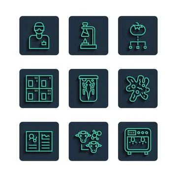 Set line Clinical record, Cloning, Biosafety box, Genetically modified food Stock Illustration