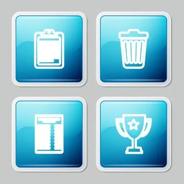 Set line Clipboard with document, Trash can, Paper or financial check and Tro Ilustración de archivo