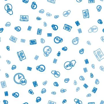Set line Clock 24 hours, Information and Question and Answer on seamless pattern イラスト素材