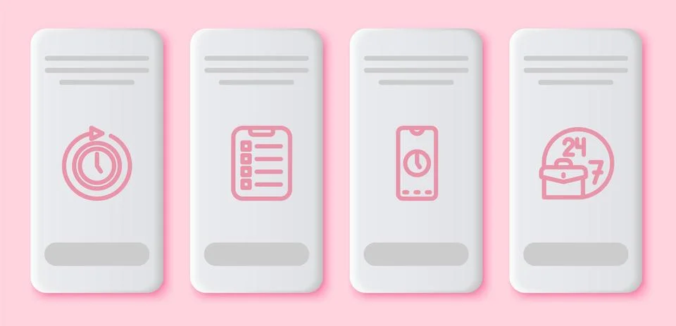 Set line Clock with arrow, To do list or planning, Alarm clock app mobile and Stock Illustration