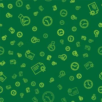 Set line Clock, Certificate template and  on seamless pattern. Vector 스톡 일러스트