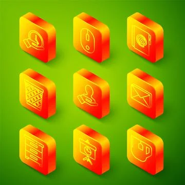 Set line Clock, Computer mouse, Address book, Trash can, Hand for search people Stock Illustration