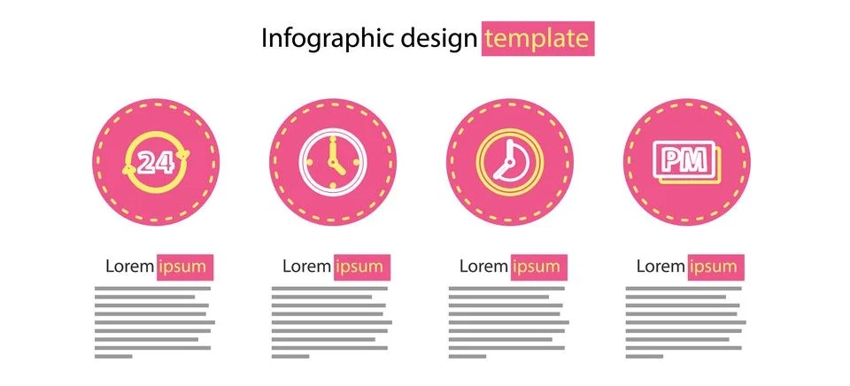 Set line Clock, PM, and 24 hours icon. Vector Stock Illustration