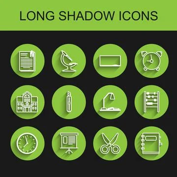 Set line Clock, schedule, chart, diagram, infographic, pie graph, File document Ilustración de archivo