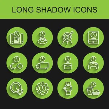 Set line Clock with shield, Time Management, Project time plan, Wrist watch 스톡 일러스트