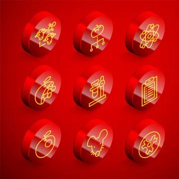 Set line Cloning, Genetically modified food, Atom, Biological structure, Test Illustrazione stock