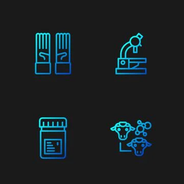 Set line Cloning, Jar with additives, Medical rubber gloves and Microscope Stock Illustration