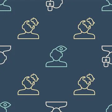 Set line Closed personality, Solution problem in psychology and on seamless Illustrazione stock