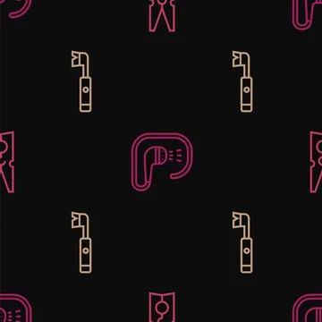 Set line Clothes pin, Electric toothbrush and Shower on seamless pattern. V.. Stock Illustration