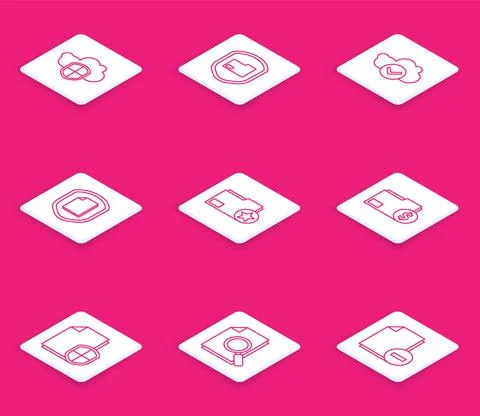 Set line Cloud and shield, Document folder protection, with check mark, concept イラスト素材